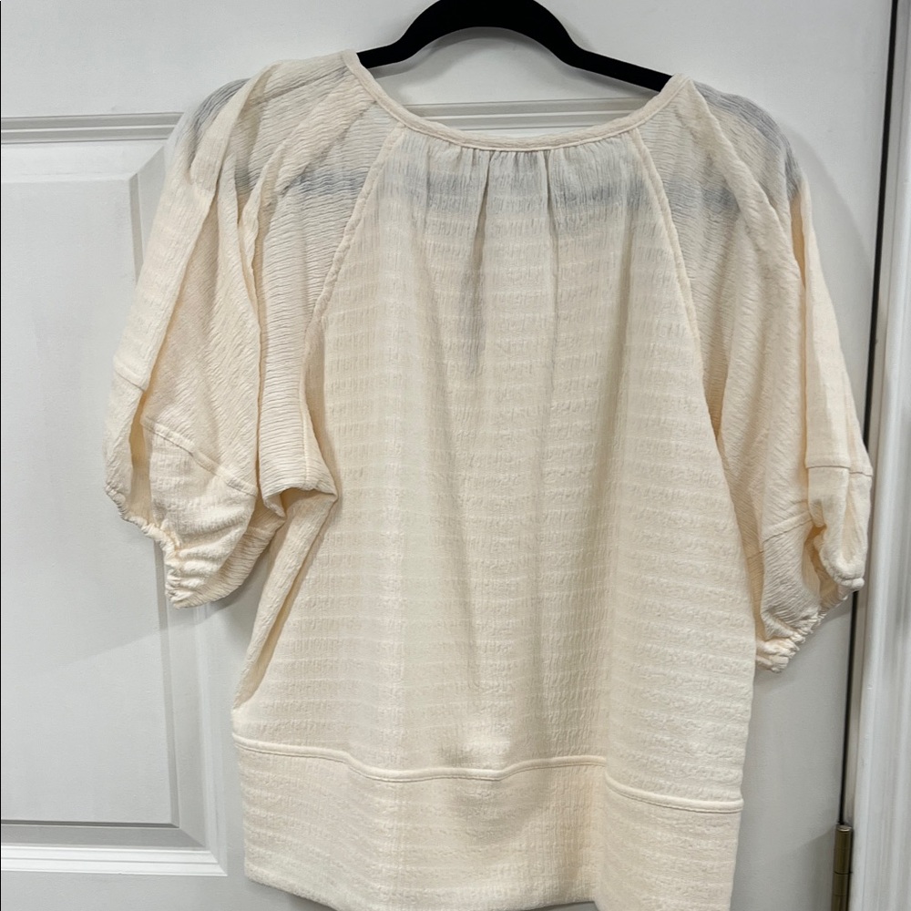 LOFT Cream Textured Blouse with Bow Detail - Picture 4 of 4